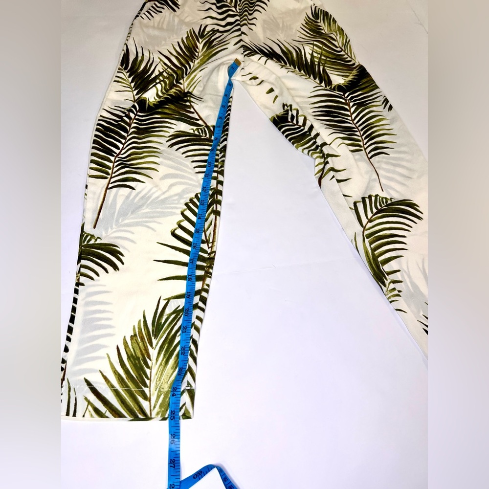 H&M Hawaiian Palm Tree Print Casual Pants - Semi See Thru White & Green Tropical - Picture 12 of 13